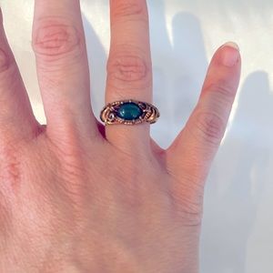 Copper wire wrapped jade stone ring
